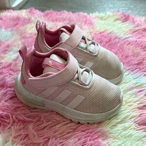 Adidas Kids Light Pink Sneakers with Strap